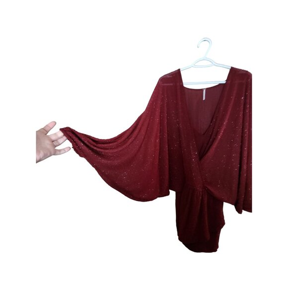 Free People Isabel Beaded Dolman V Neck Mini Dress Size Large - Picture 4 of 7